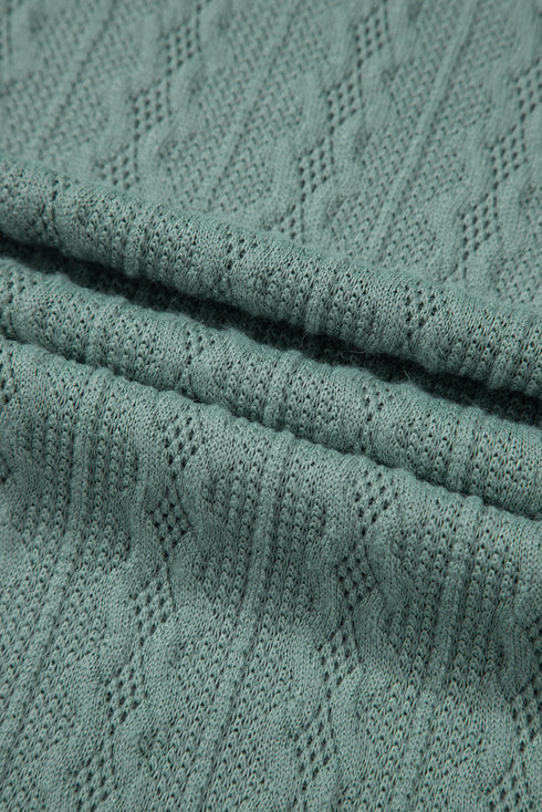 Textured Knit Side Pockets Open Front Cardigan